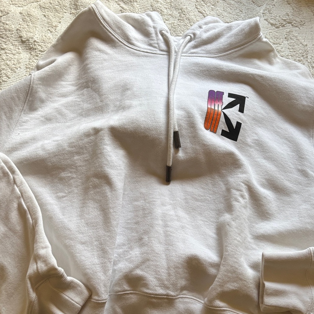 Off-White White Hoodie with Graphic Arrows